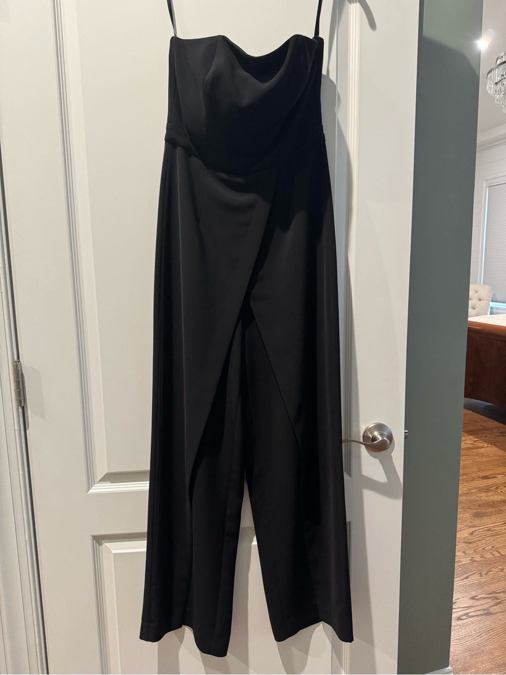 White House Black Market Black Draped Wrap Jumpsuit